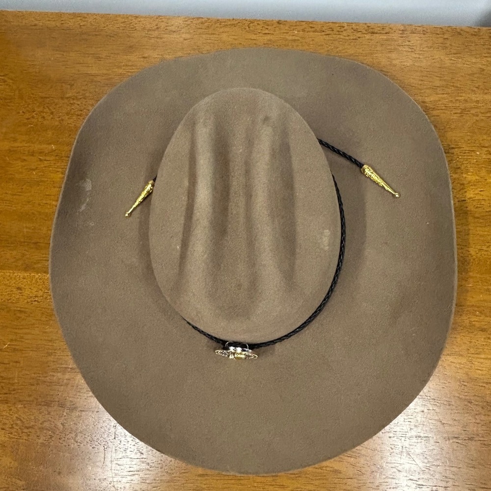 Justin Bent Rail 6X Tan Felt Cowboy Hat 7 1/4 Western Cattleman Crease J Concho - Picture 8 of 16